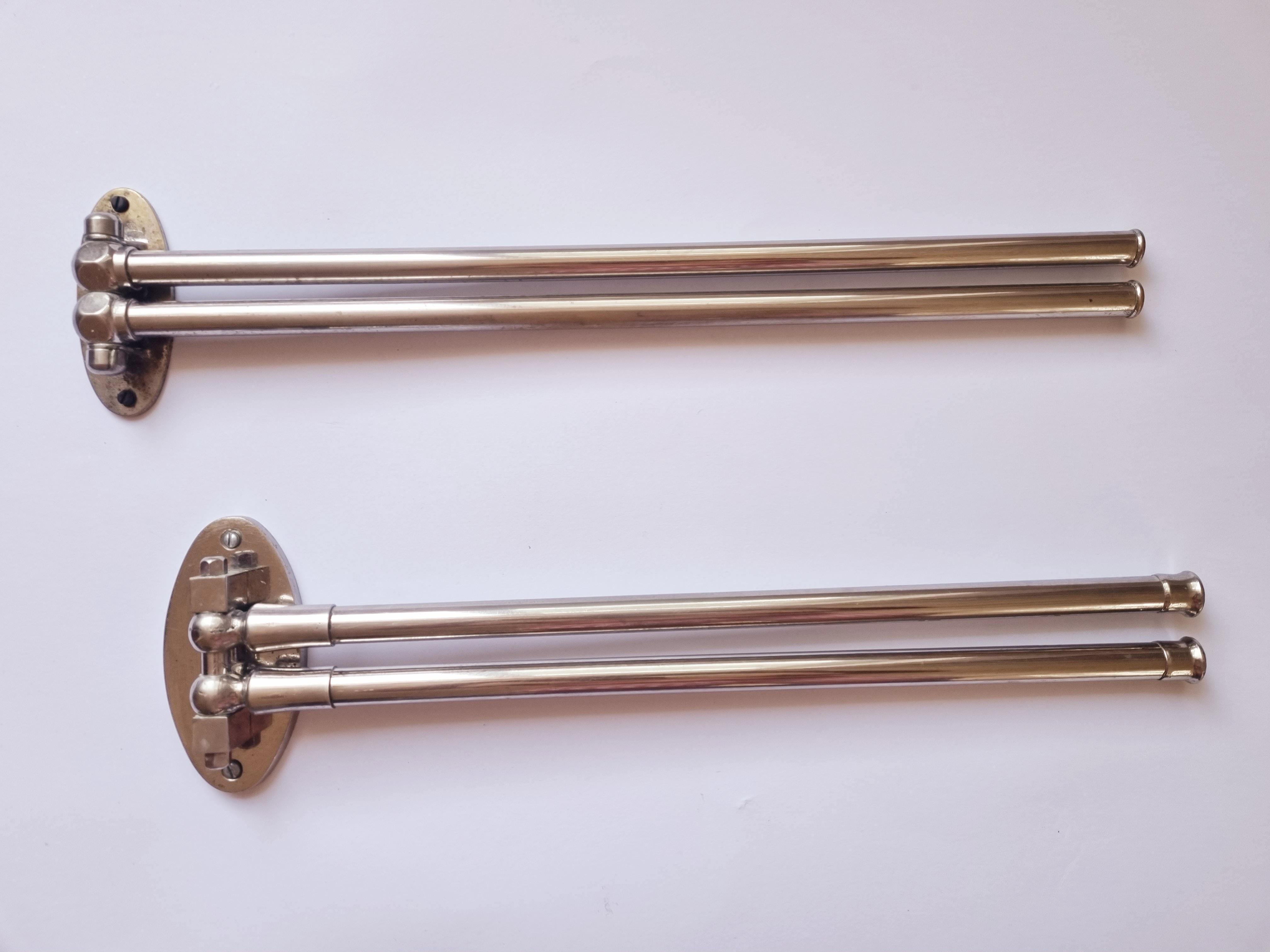 Set of Two Functionalism, Art Deco Chrome Towel Holders, 1930s For Sale 2