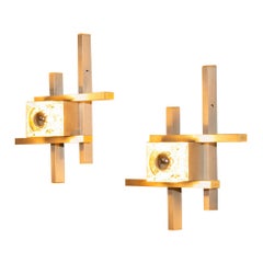 Lot de deux appliques Gaetano Sciolari en aluminium, Italie, années 1970