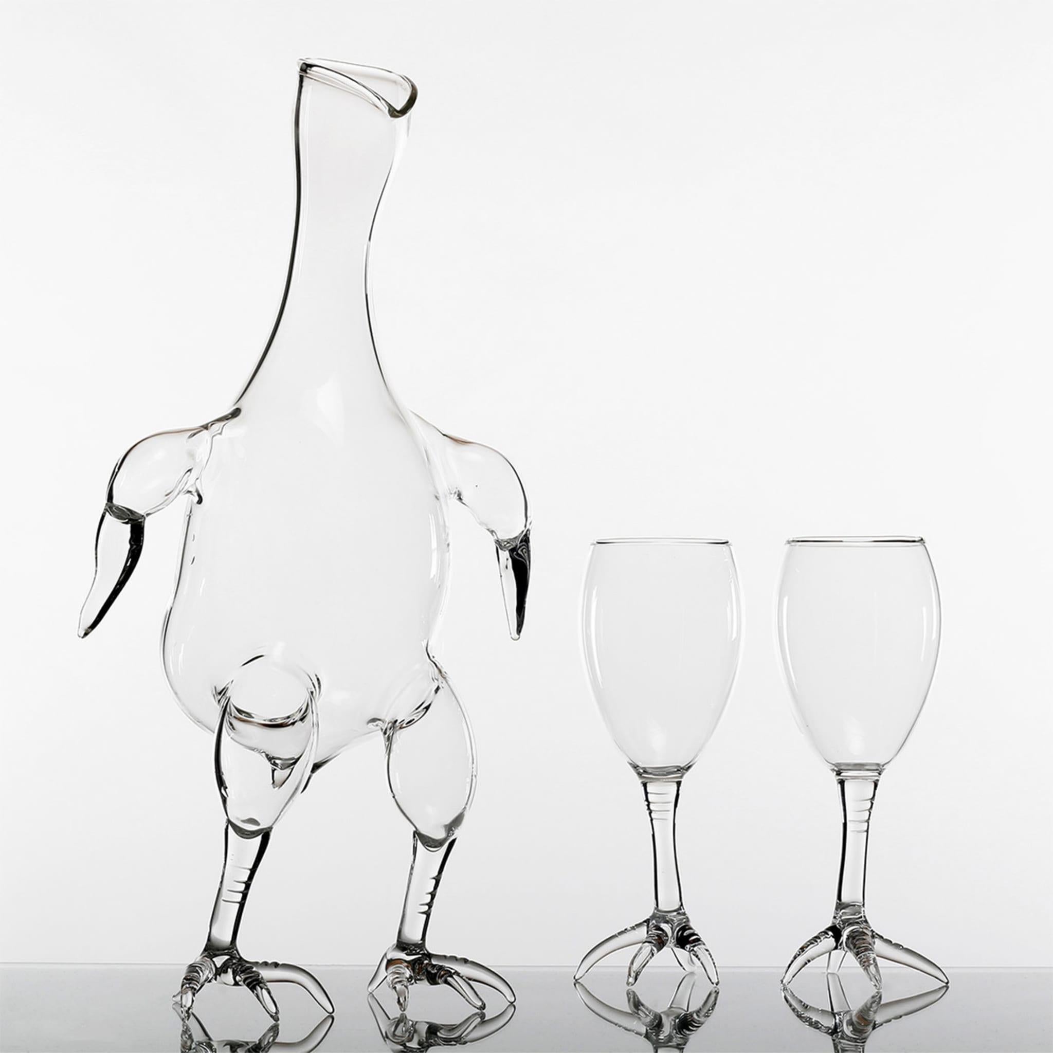 Contemporary Set of Two Gajna Bird Wine Glasses For Sale