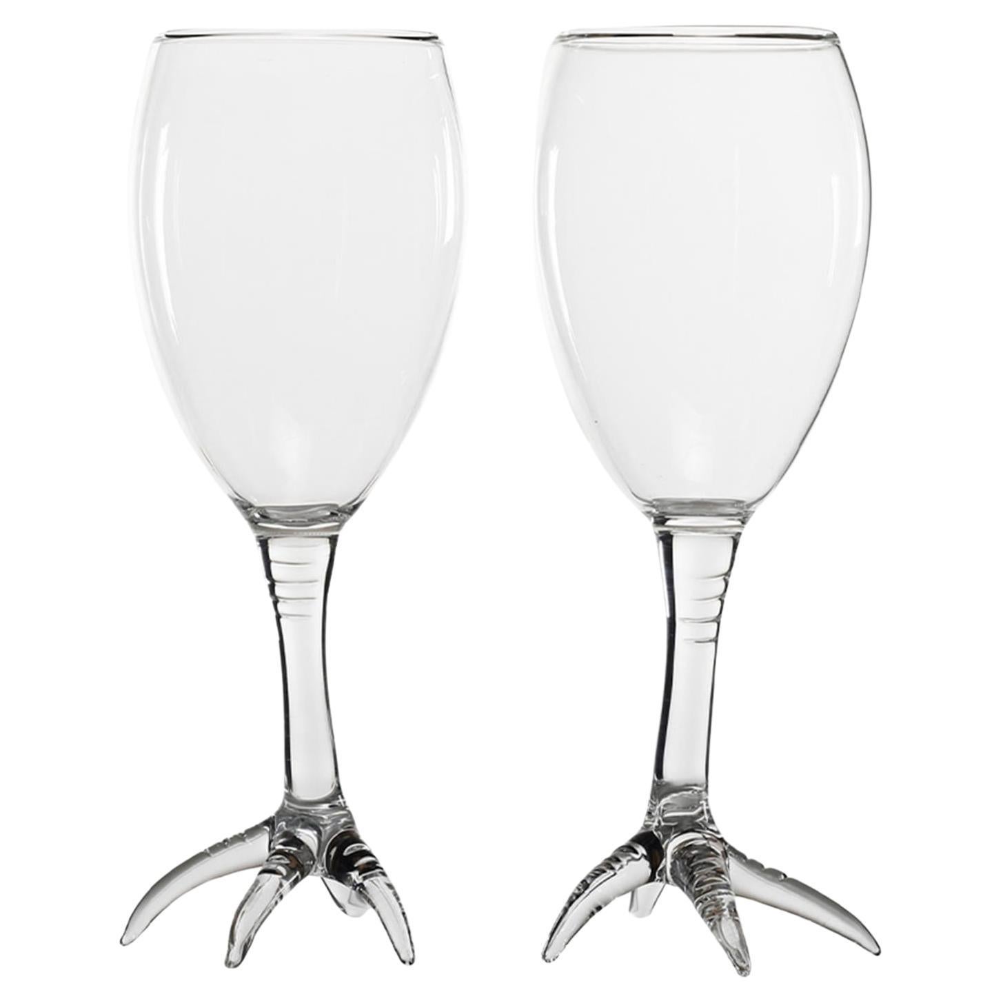 Set of Two Gajna Bird Wine Glasses For Sale