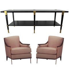 Set of Two Galerie Chairs, One Cocktail Table and One Architect Desk Andre Arbus