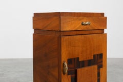 Set of Two Geometric Art Deco Wooden Nightstands, Italy 1920s