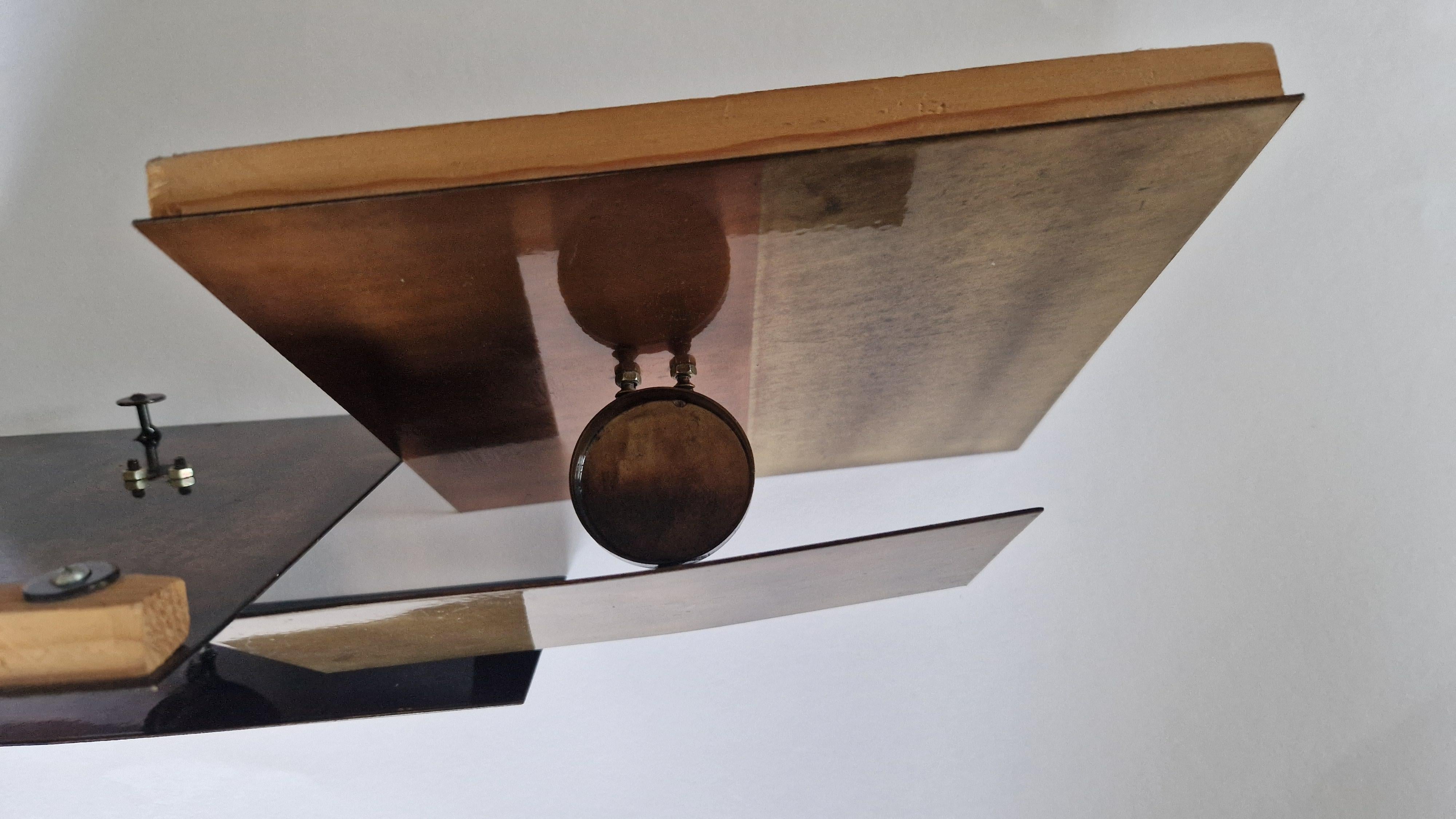 Set of Two Geometric Brass Wall Candle Holders and Wall Geometric Relief, 1970s 2