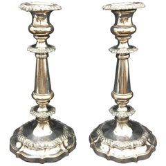 Set of Two Georgian Sheffield Plate Candlesticks Regency Style, circa 1830