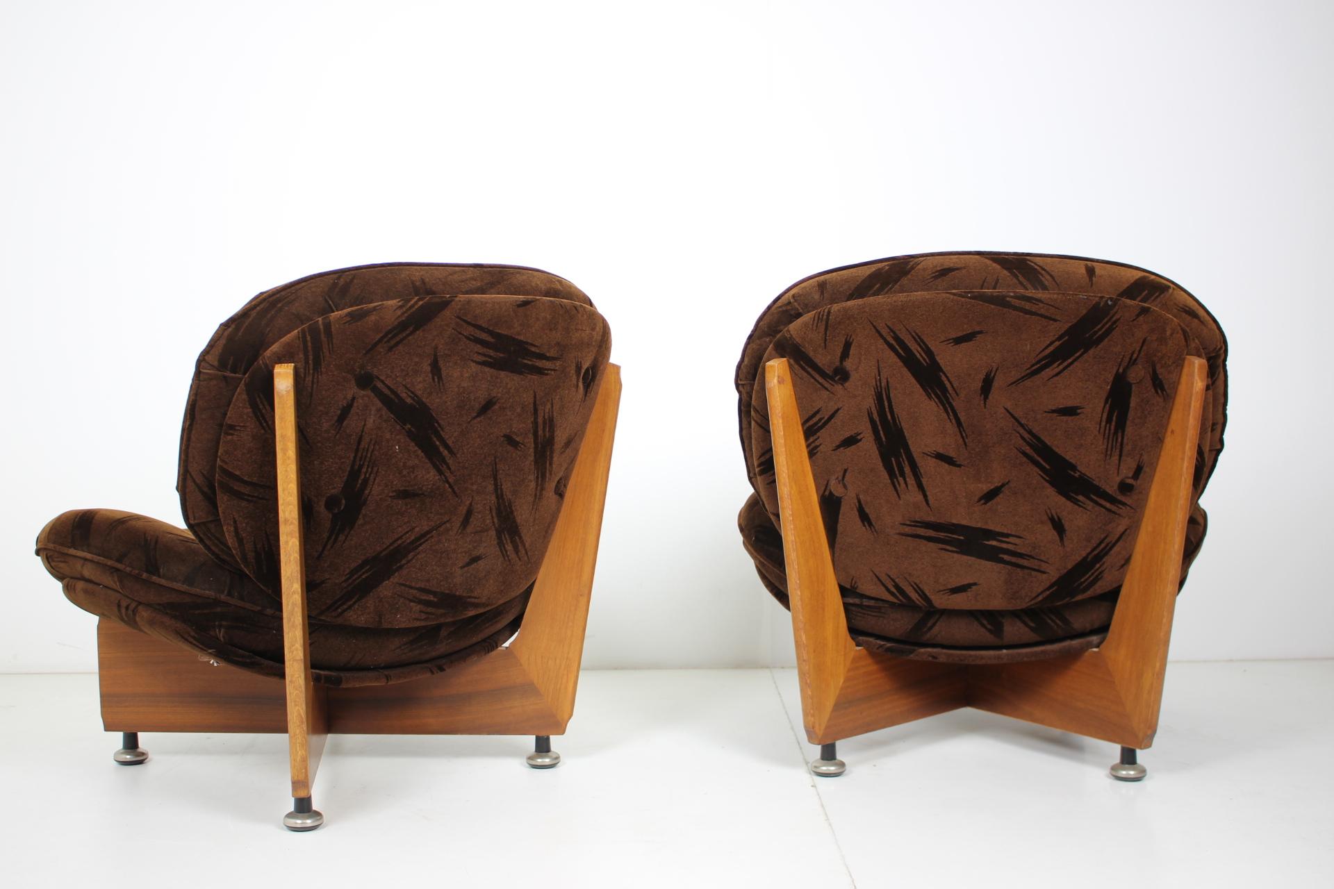 Fabric Set of Two German Armchairs, 1970s