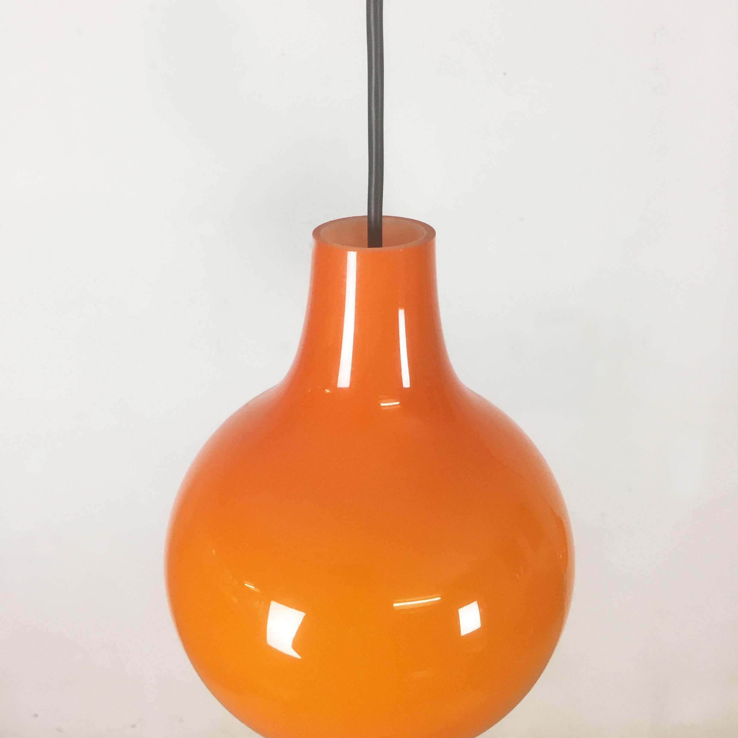 Set of Two German Orange Glass Hanging Light Made by Peill & Putzler, Germany In Good Condition In Kirchlengern, DE
