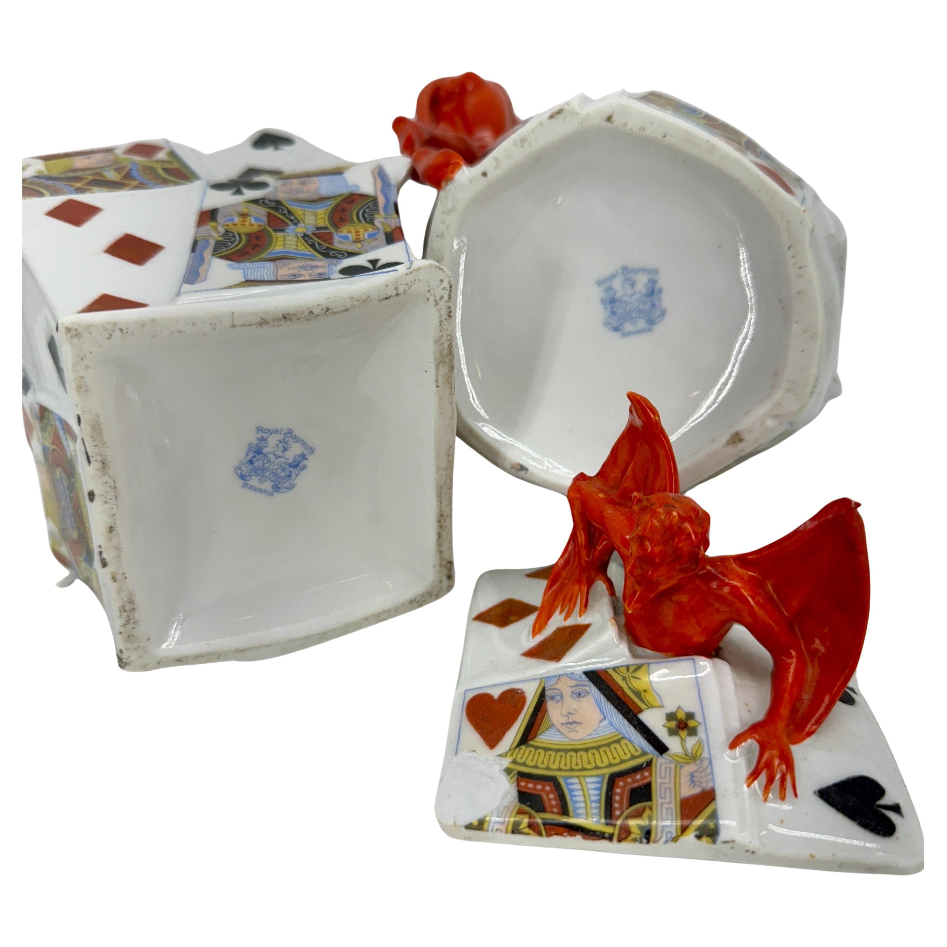 Set of Two German Royal Bayreuth Jug and Jar Devil Cards For Sale at