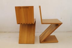 Set of Two Gerrit Rietveld "ZIG-ZAG" chairs by Cassina, Italy 1970s