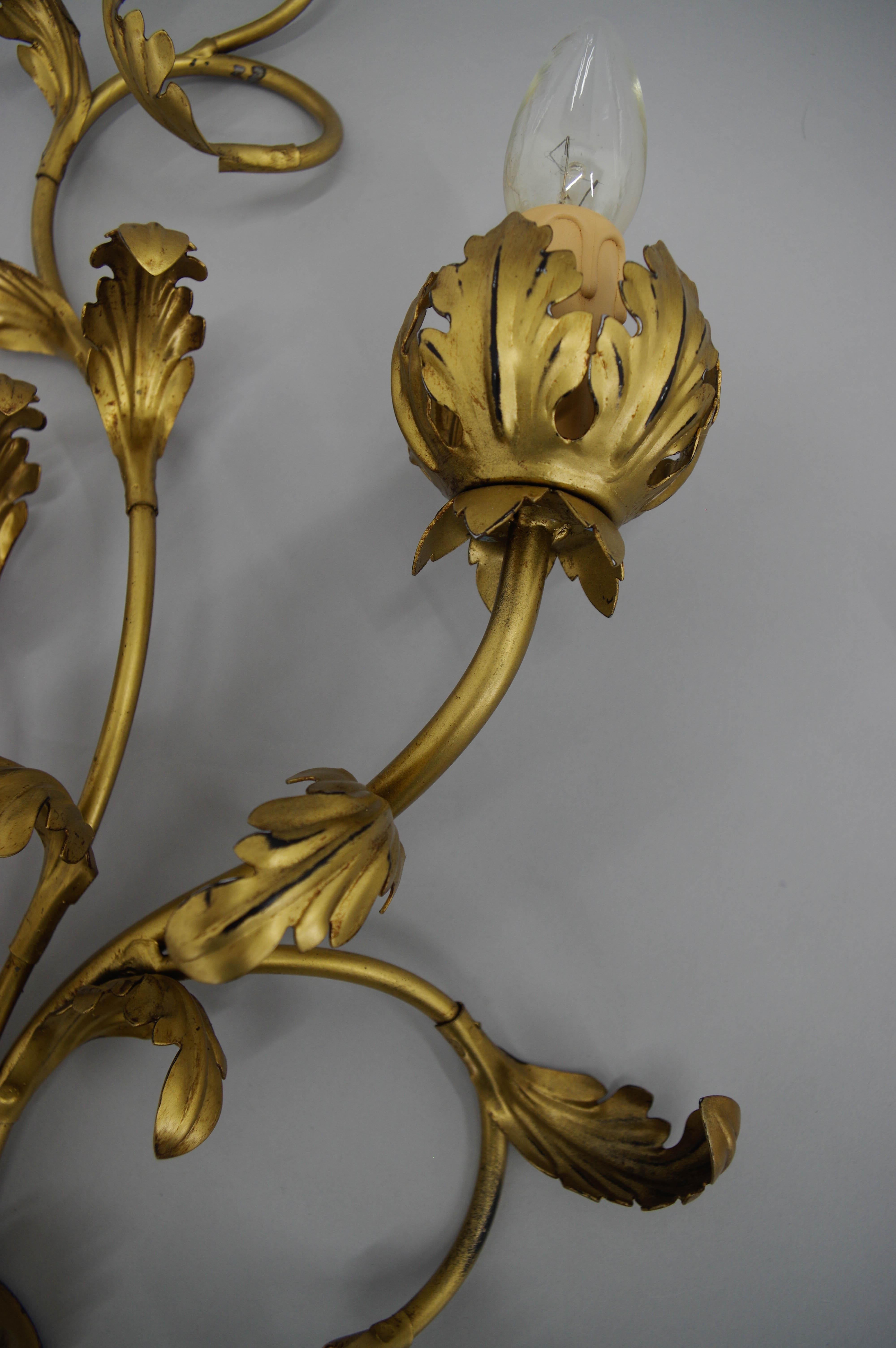 Set of Two Gilt Wall Lamps, Italy, 1960s In Good Condition For Sale In Praha, CZ