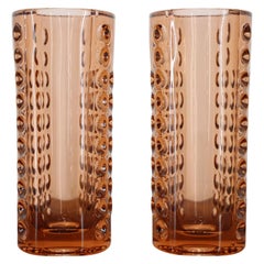 Vintage Set of Two Glass Design Vases by Rudolf Jurnikl / Czechoslovakia, 1962