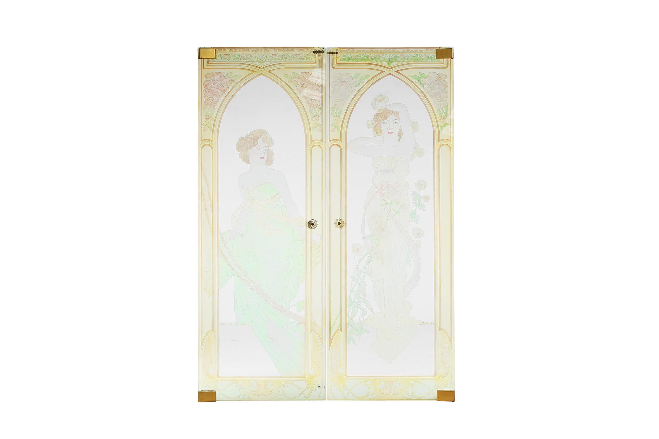 Set of Two Glass Doors in Art Nouveau Style 15