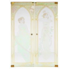 Set of Two Glass Doors in Art Nouveau Style