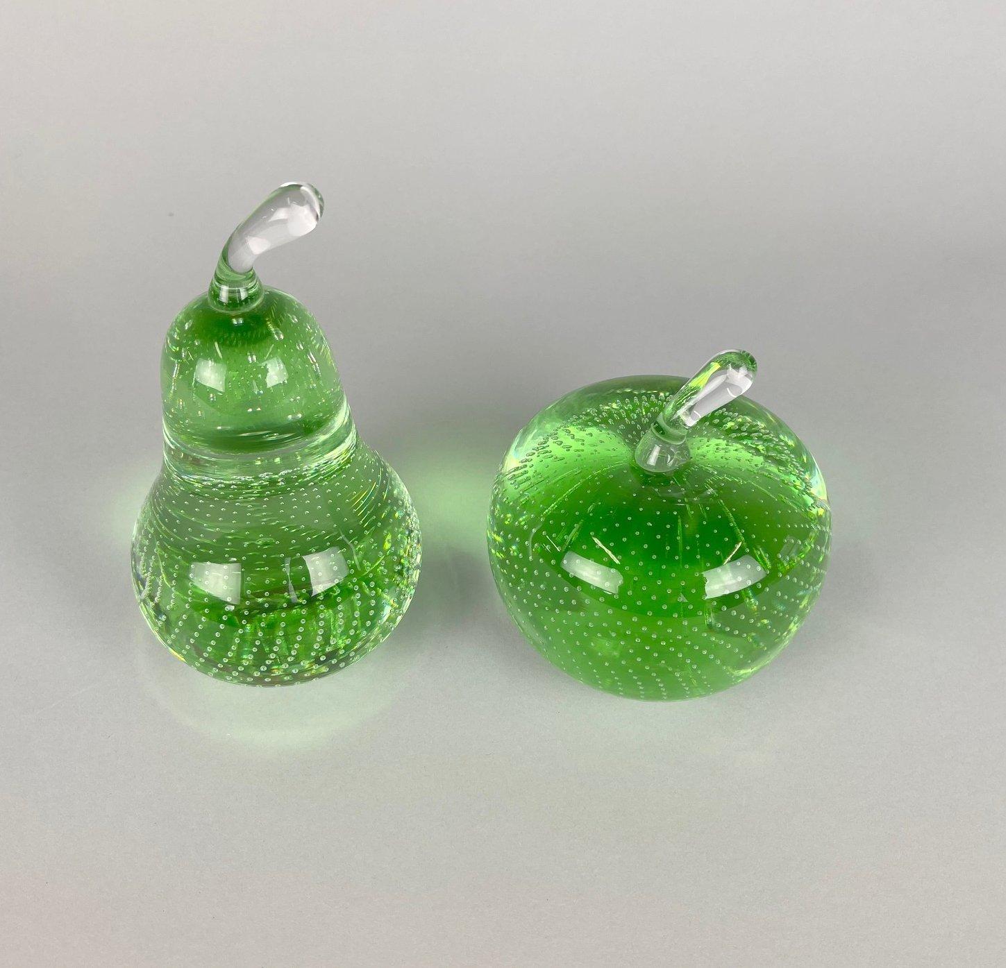 Mid-Century Modern Set of Two Glass Paperweights by Milan Metelák, 1970's For Sale