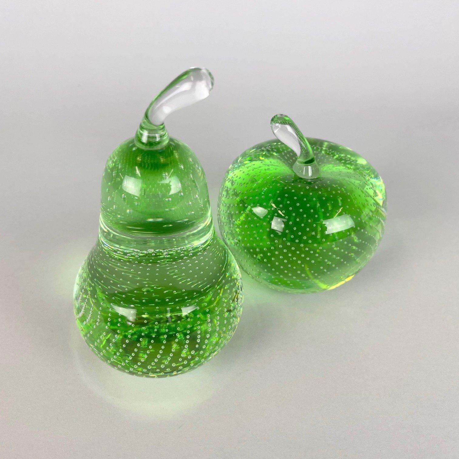 Art Glass Set of Two Glass Paperweights by Milan Metelák, 1970's For Sale
