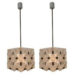Ensemble de deux suspensions en verre de Kamenicky Senov, années 1960