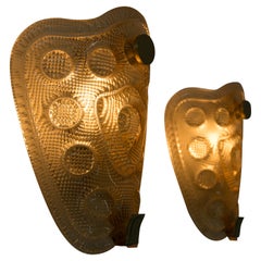 Set of Two Glass Wall Lamps, Denmark, 1970s
