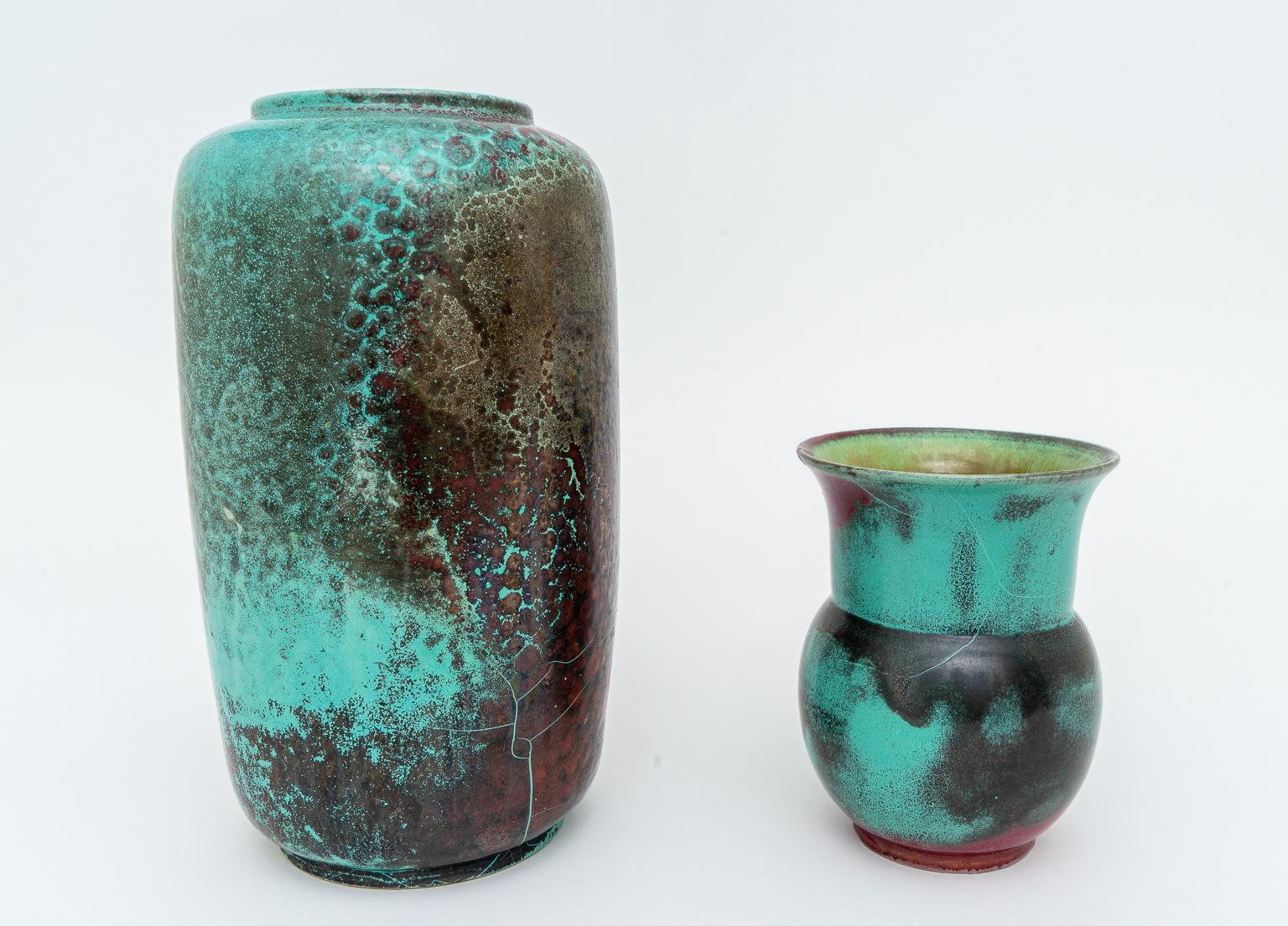 Mid-Century Modern Set of Two Glazed Pottery Vases by Richard Uhlemeyer