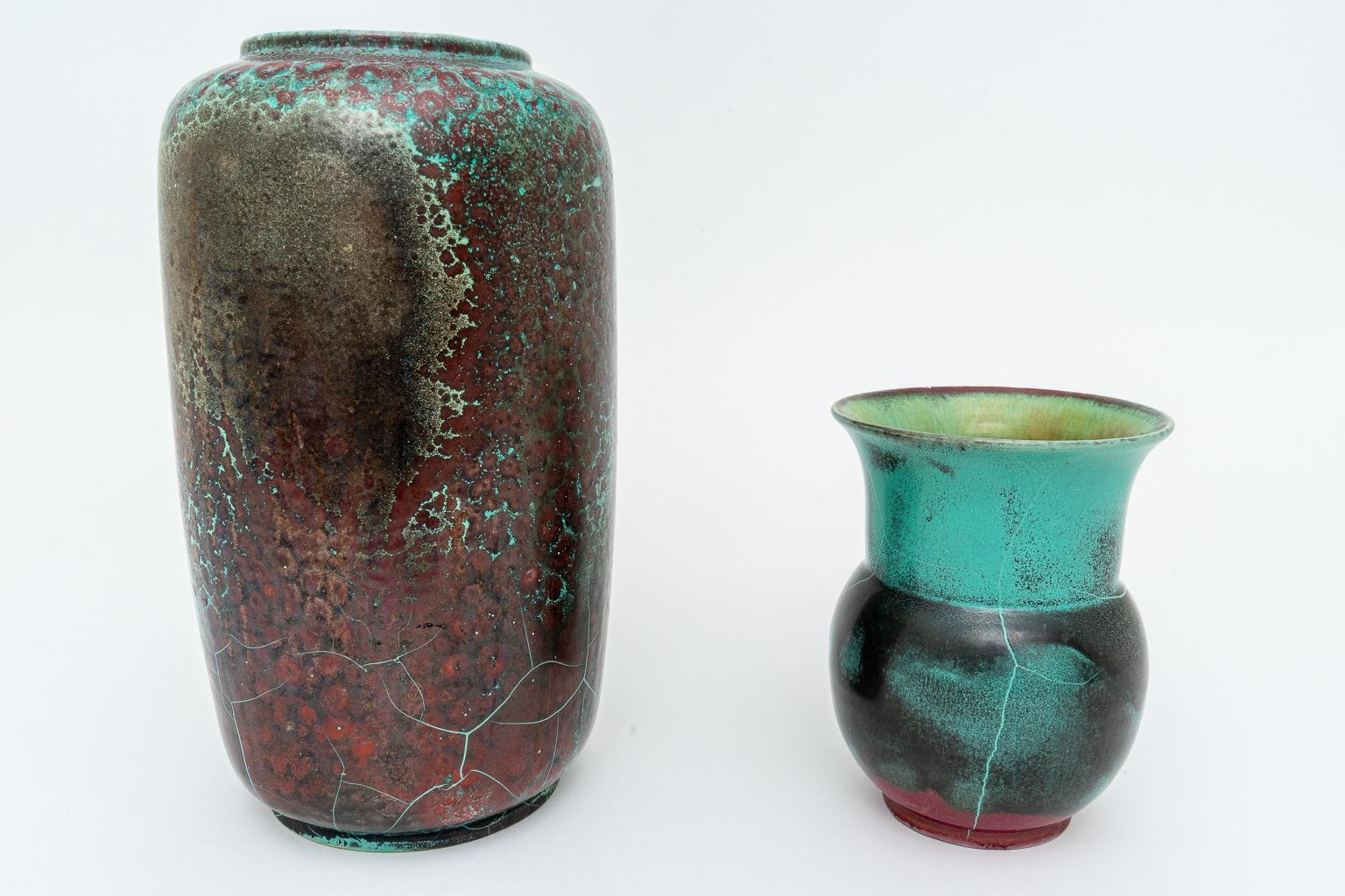 German Set of Two Glazed Pottery Vases by Richard Uhlemeyer
