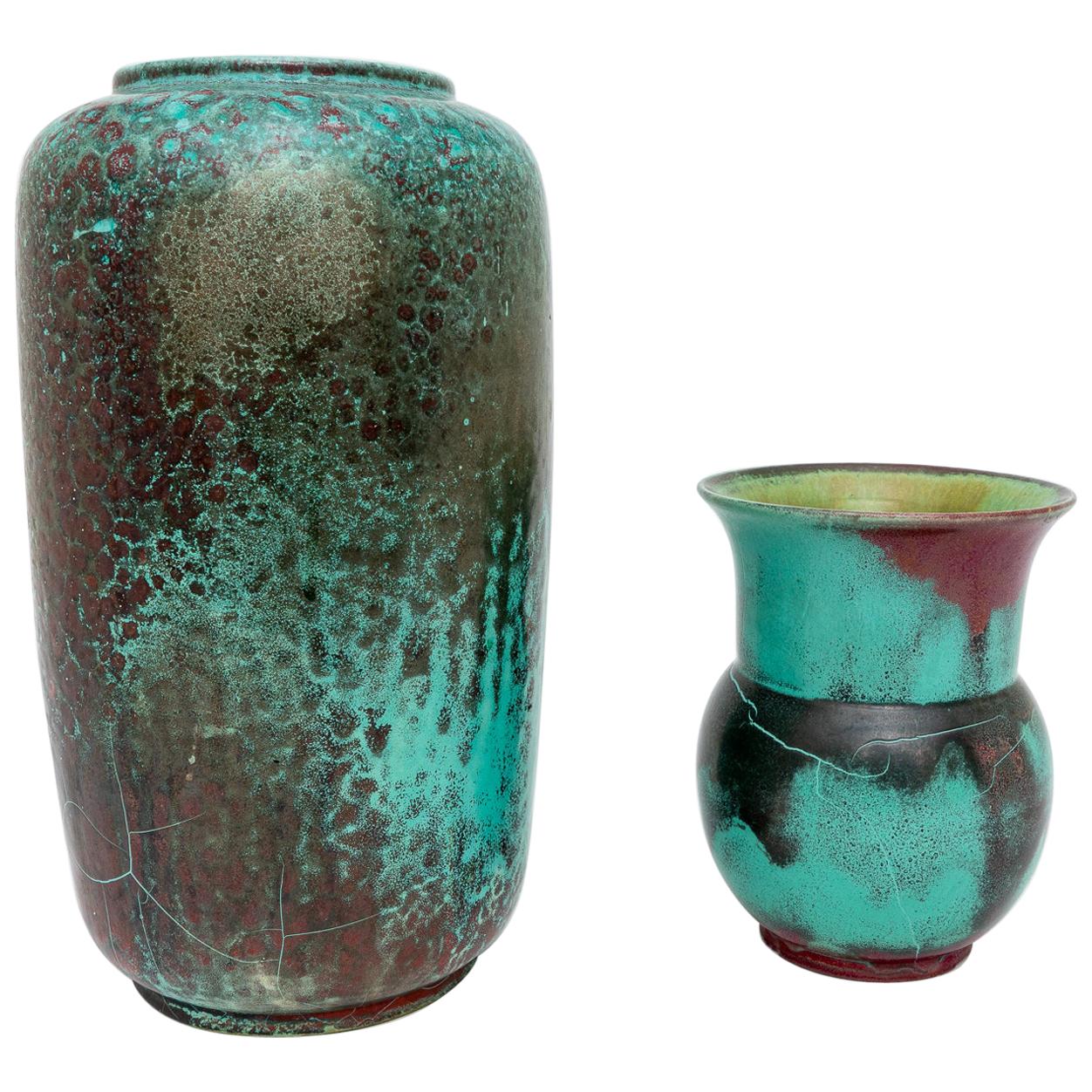 Set of Two Glazed Pottery Vases by Richard Uhlemeyer
