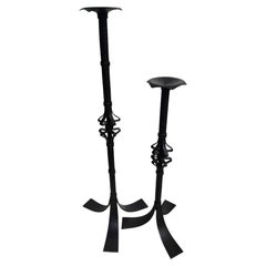 Set of Two Global View Iron Pillar Candle Holders