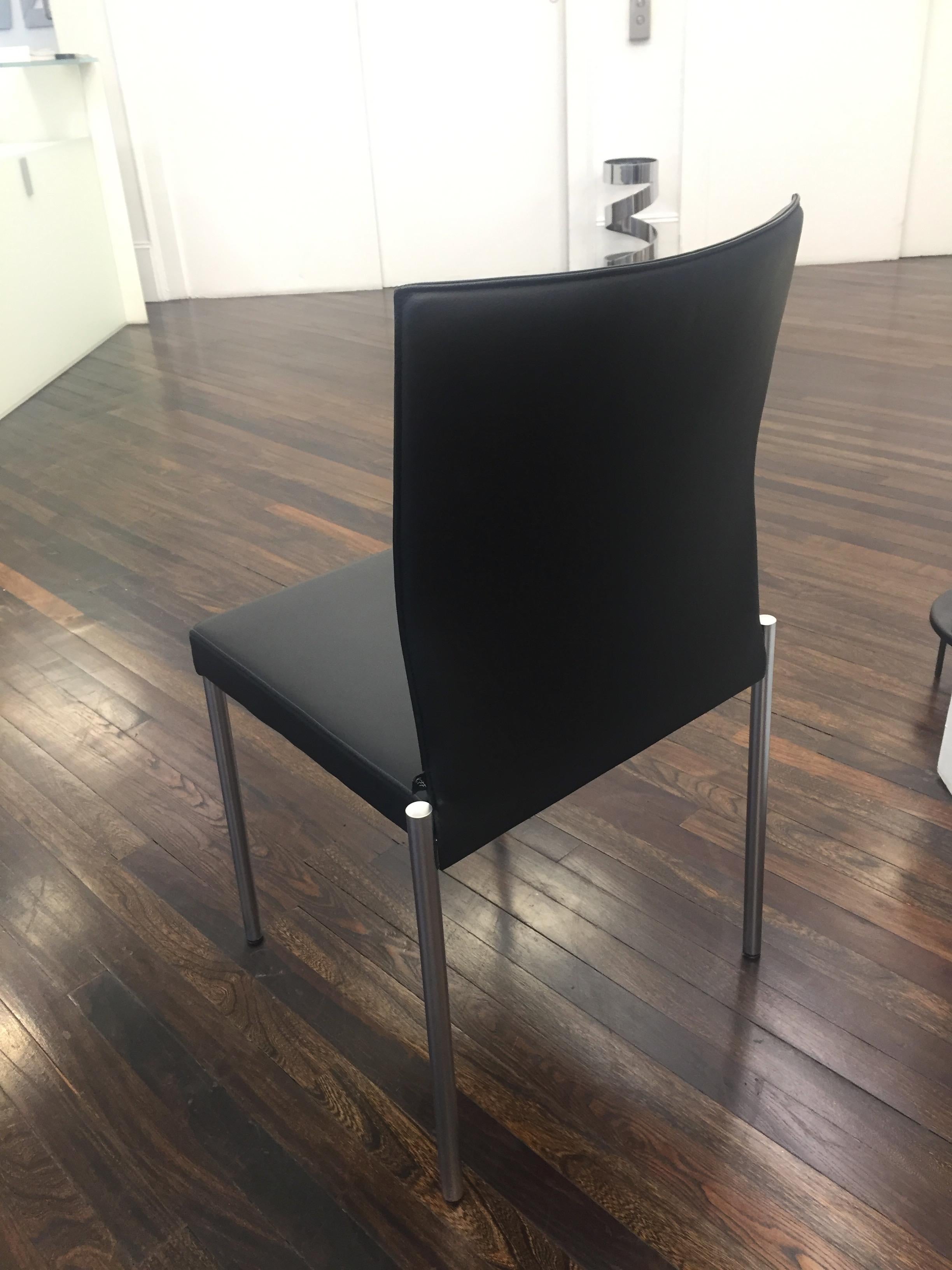 Set of Two KFF Glooh Black Vinyl Side Chairs (Moderne)