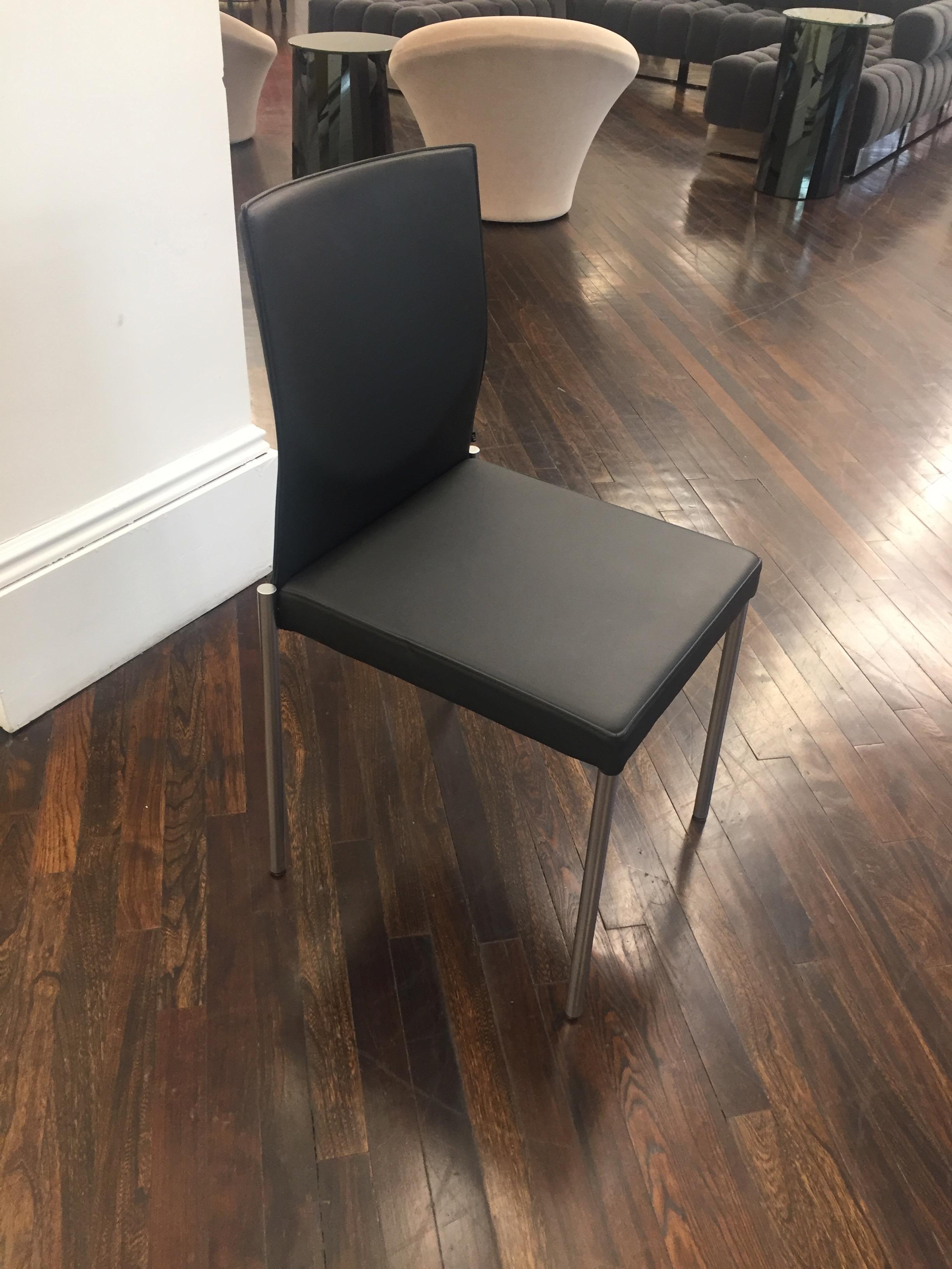 Modern Set of Two KFF Glooh Black Vinyl Side Chairs