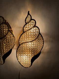 Set of Two Golden Jewel wall Lights in the Shape of a Water Snail