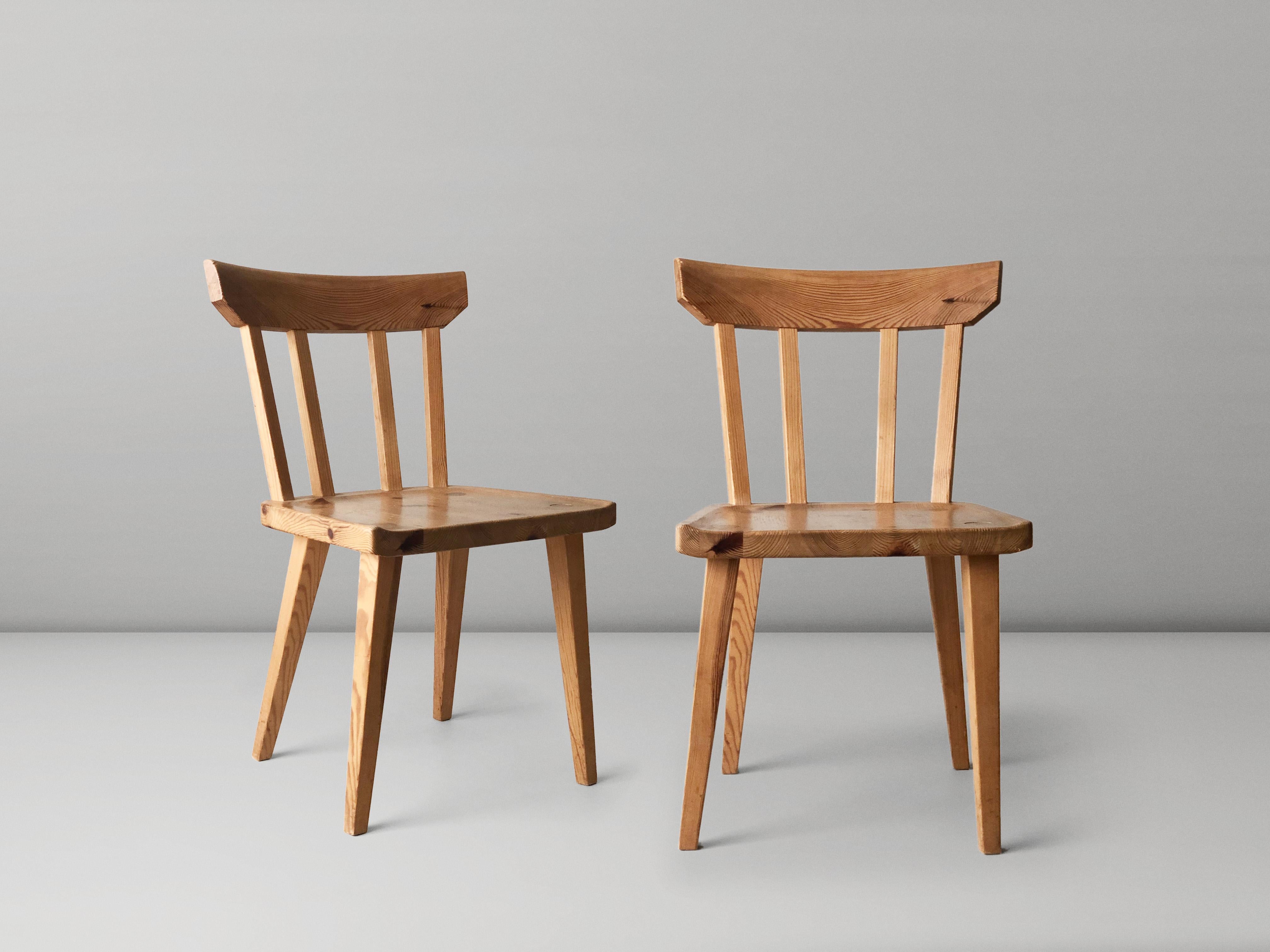 20th Century Set of Two Göran Malmvall Swedish Pine Chairs for Karl Andersson & Söner