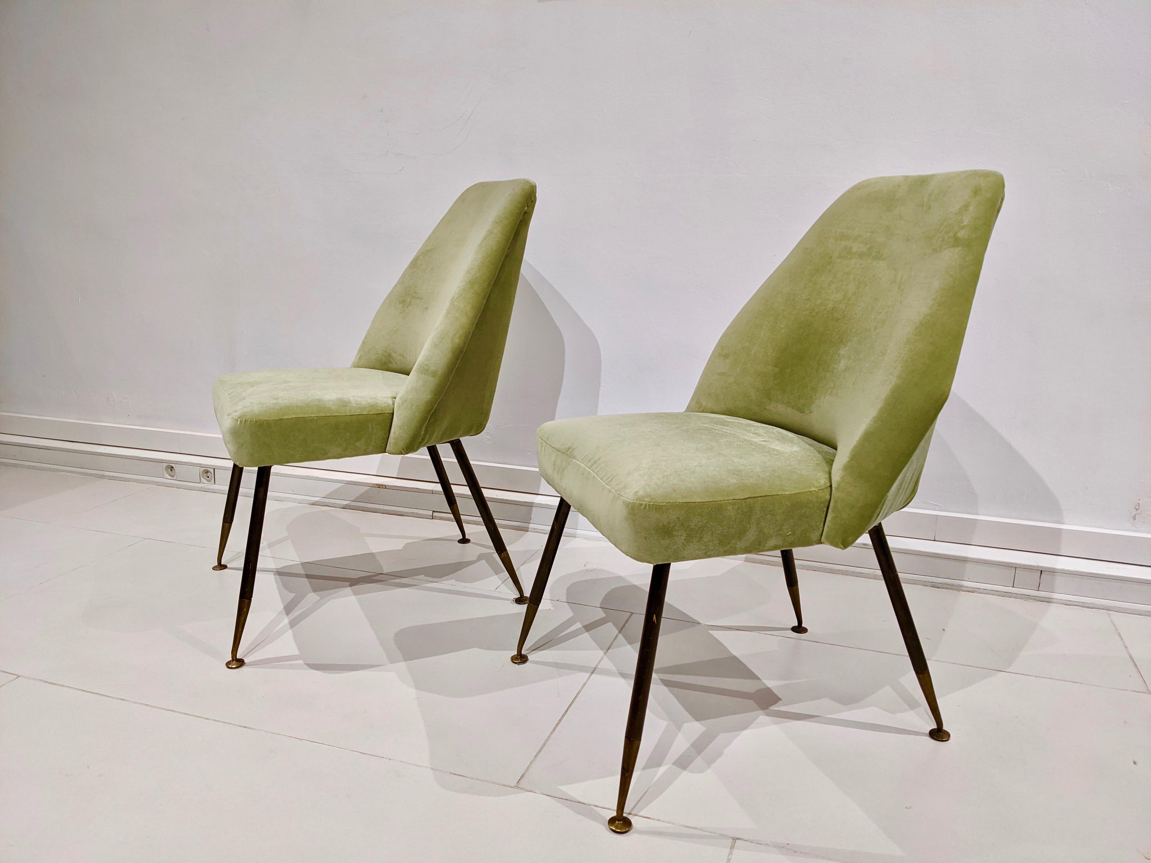 Mid-Century Modern Set of Two Green Carlo Pagani Chairs, Arflex Edition, 1960