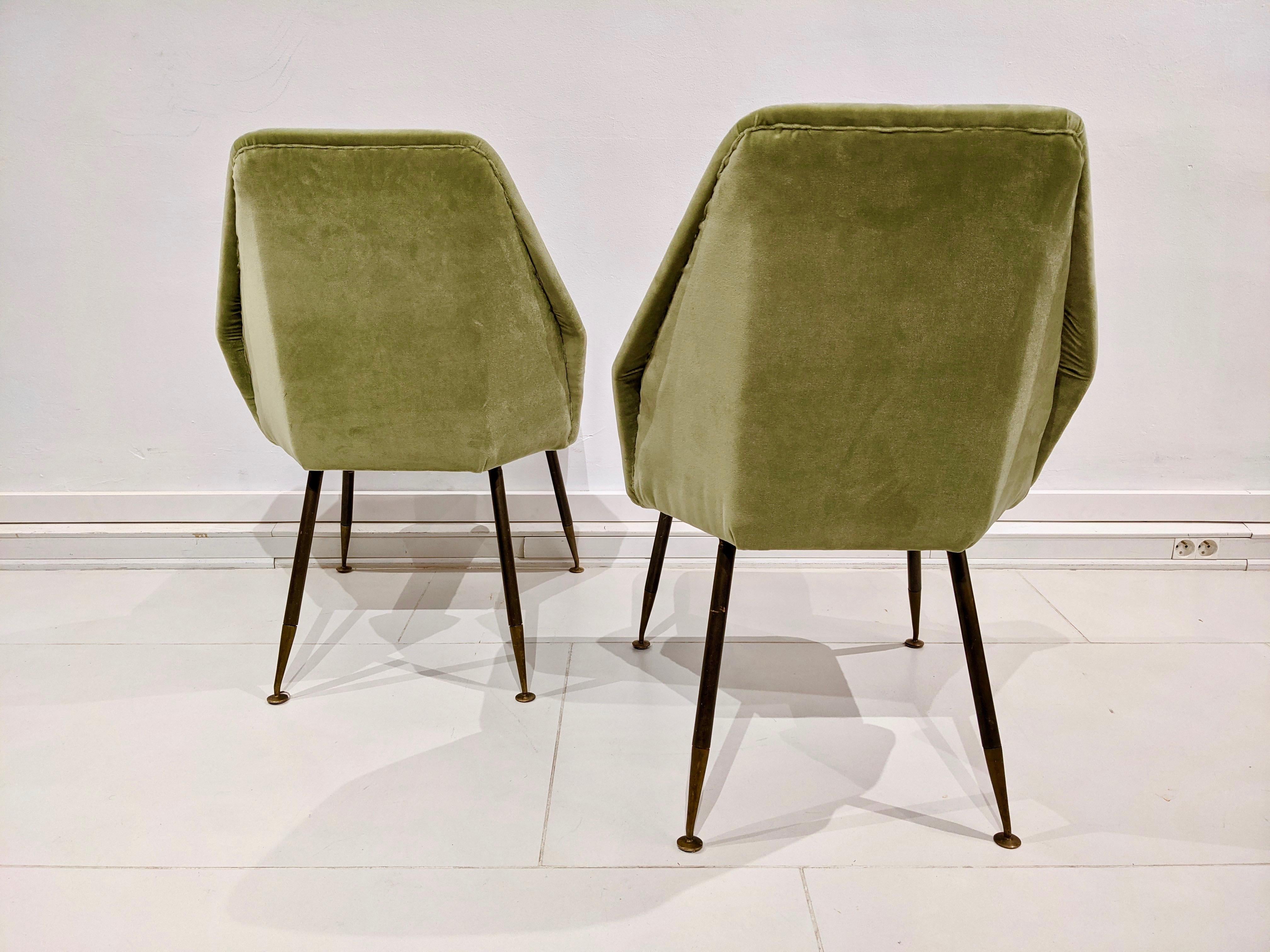 Set of Two Green Carlo Pagani Chairs, Arflex Edition, 1960 In Good Condition In lyon, FR