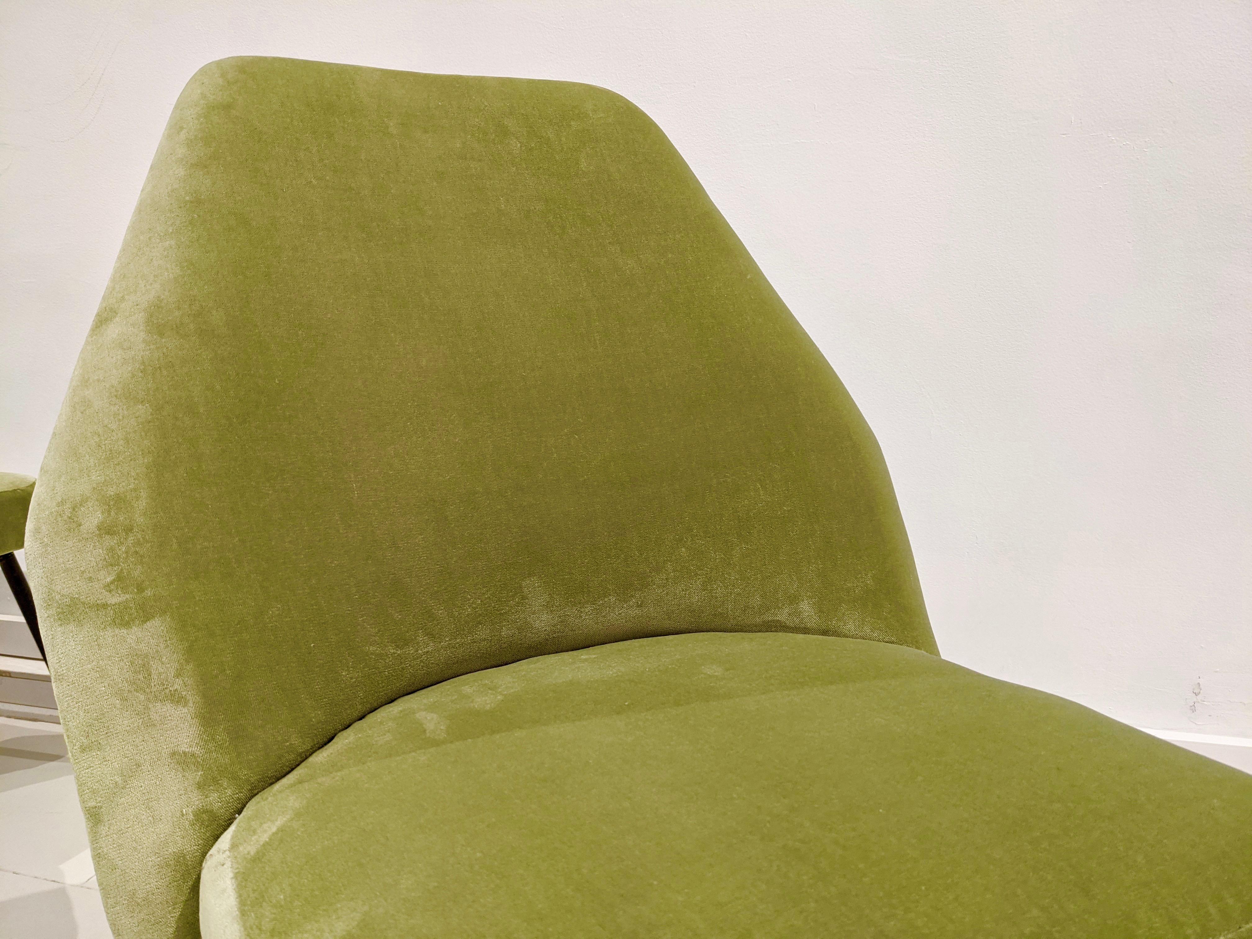 Mid-20th Century Set of Two Green Carlo Pagani Chairs, Arflex Edition, 1960