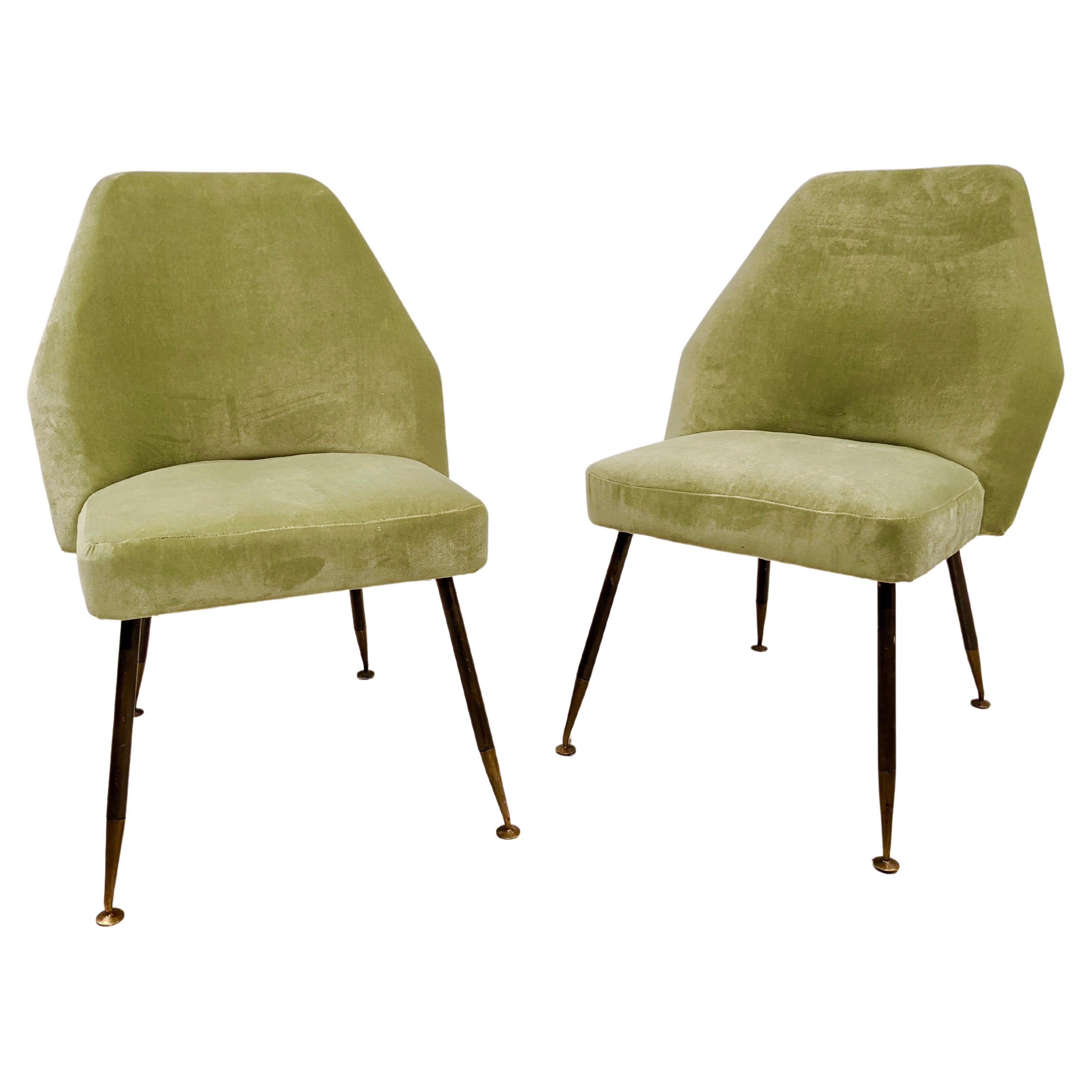 Set of Two Green Carlo Pagani Chairs, Arflex Edition, 1960