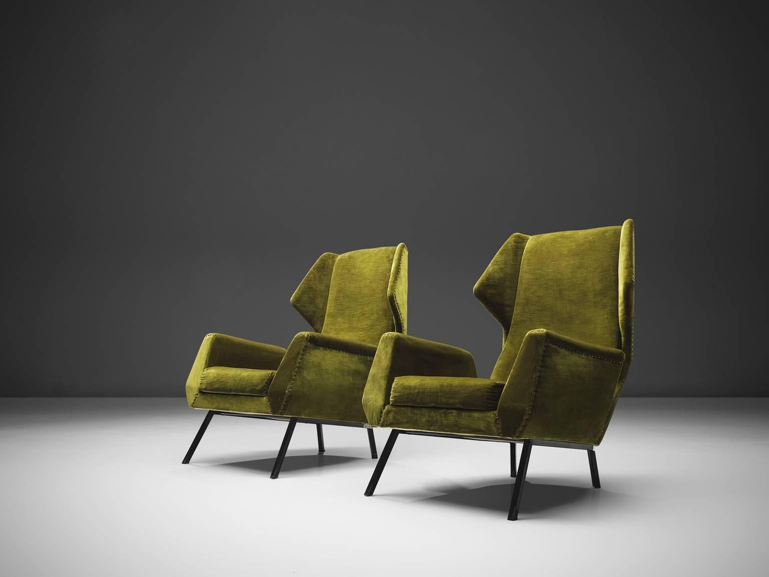 green velvet wingback chair