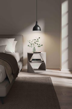 Set of Two MYDNA Side Table, Nightstand in Gray Oak Wood Finish by Joel Escalona