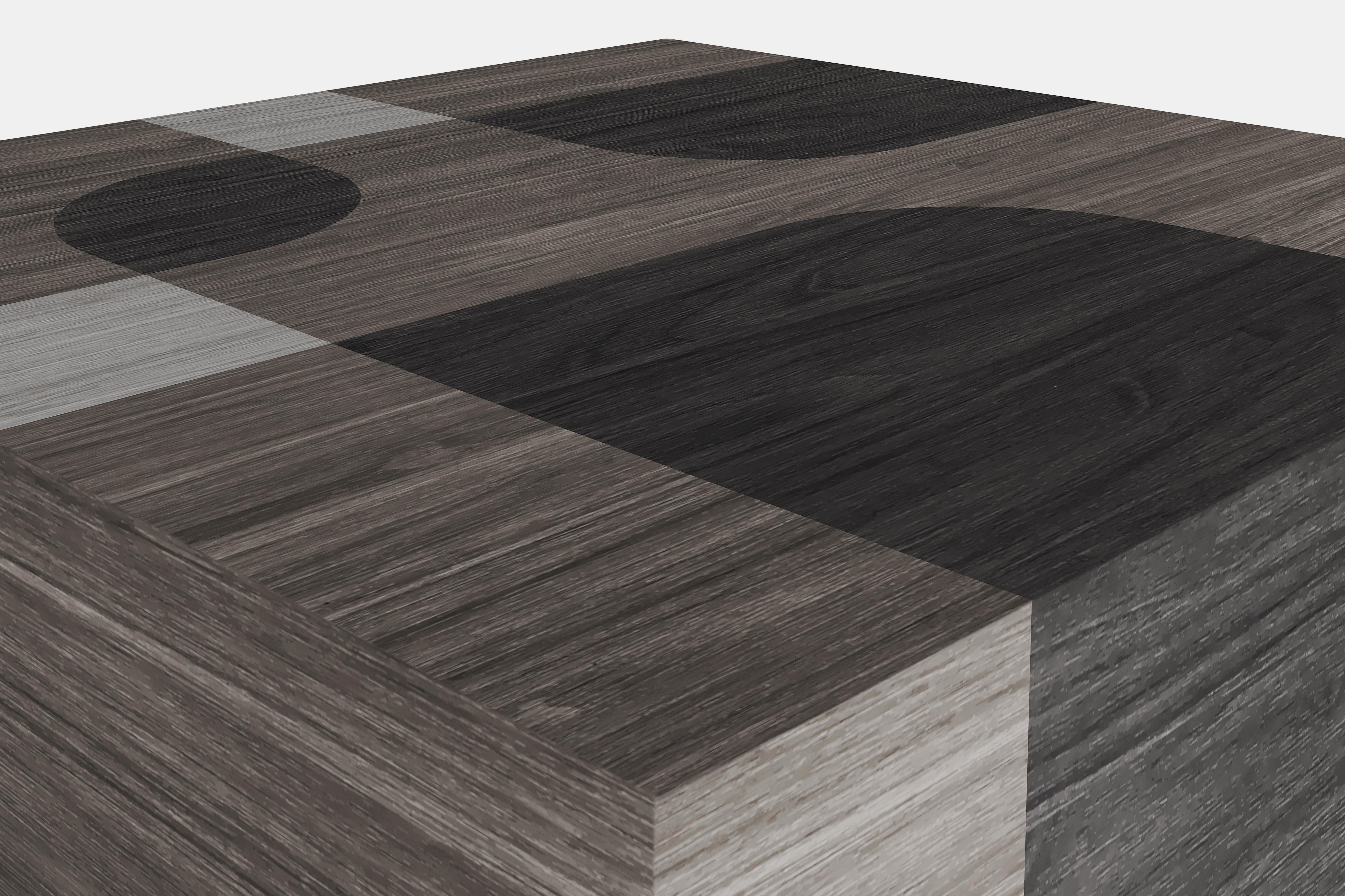 XXIe siècle et contemporain Ensemble de 2 tables d'appoint Bodega Tables de nuit Marqueterie de Wood Wood noir par Joel Escalona en vente