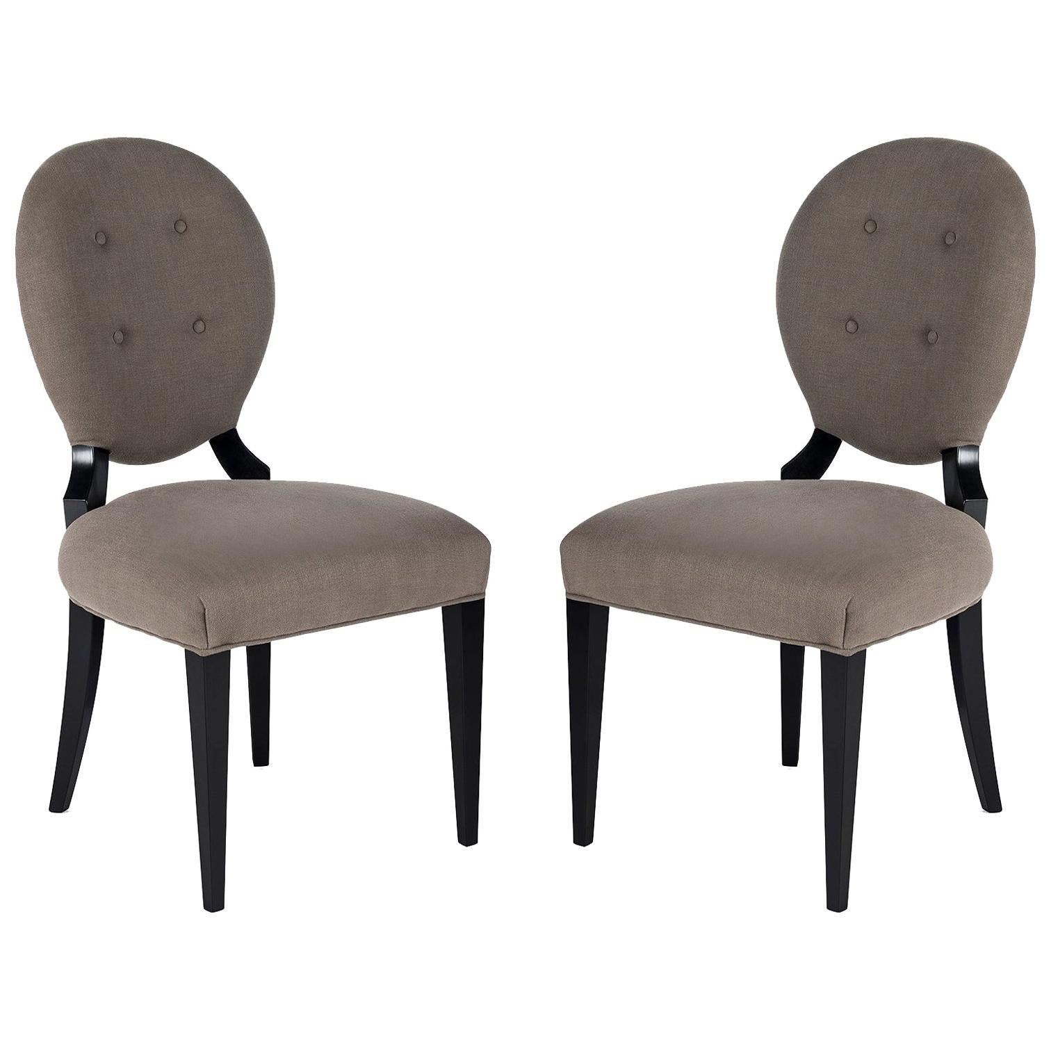 Set of Two Grey Sophia Wood and Fabric Chairs