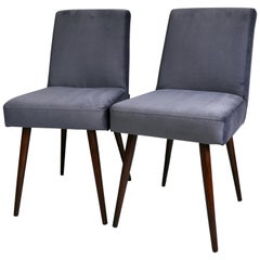 Set of Two Grey Velvet Chairs from 1970s