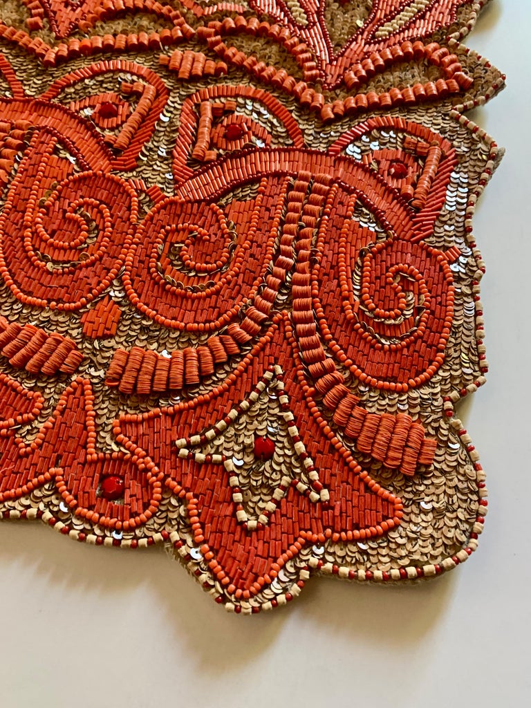 Set of Two Hand Beaded Placemats by Amy Seybert For Sale at 1stDibs