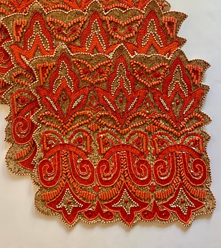 Set of Two Hand Beaded Placemats by Amy Seybert For Sale at 1stDibs