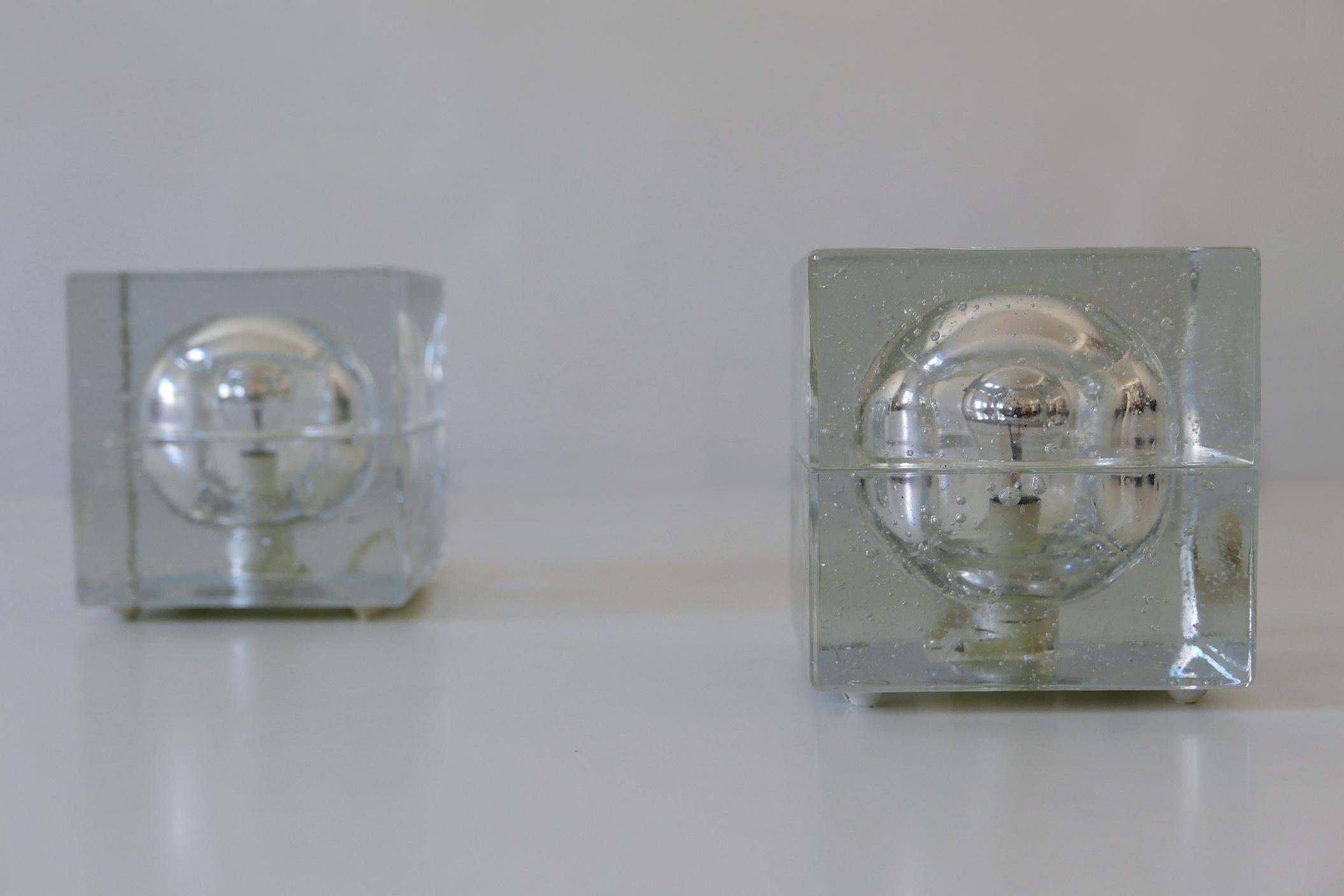 Set of Two Hand Blown Cubic Table Lamps by Müller & Zimmer, 1970s, Germany 5