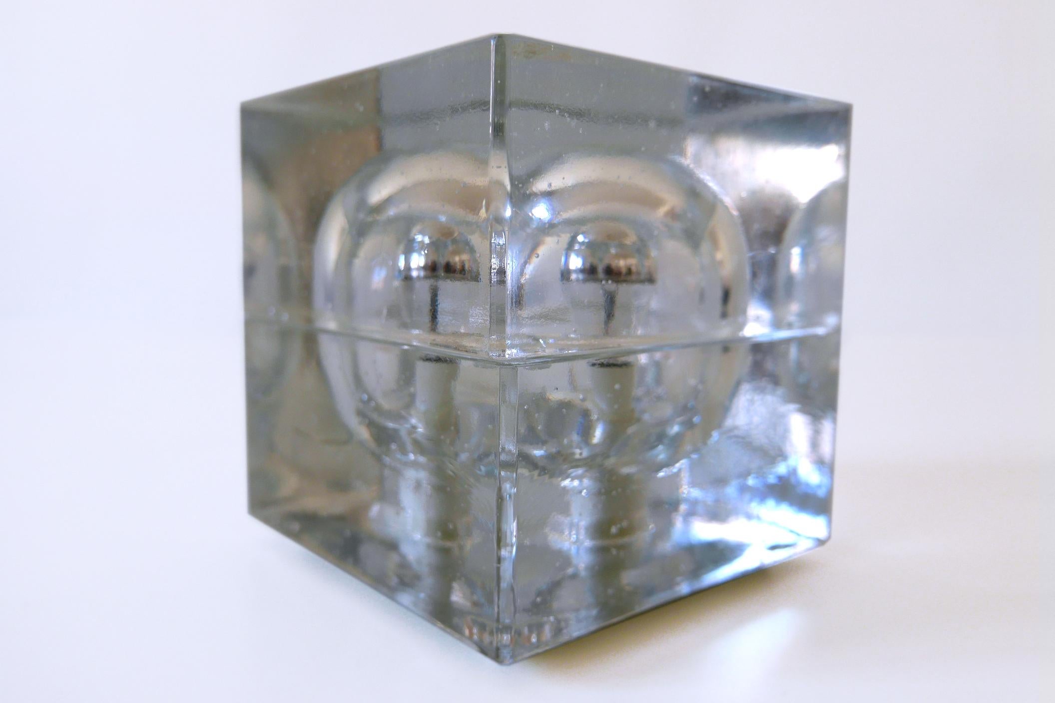 Set of Two Hand Blown Cubic Table Lamps by Müller & Zimmer, 1970s, Germany 8
