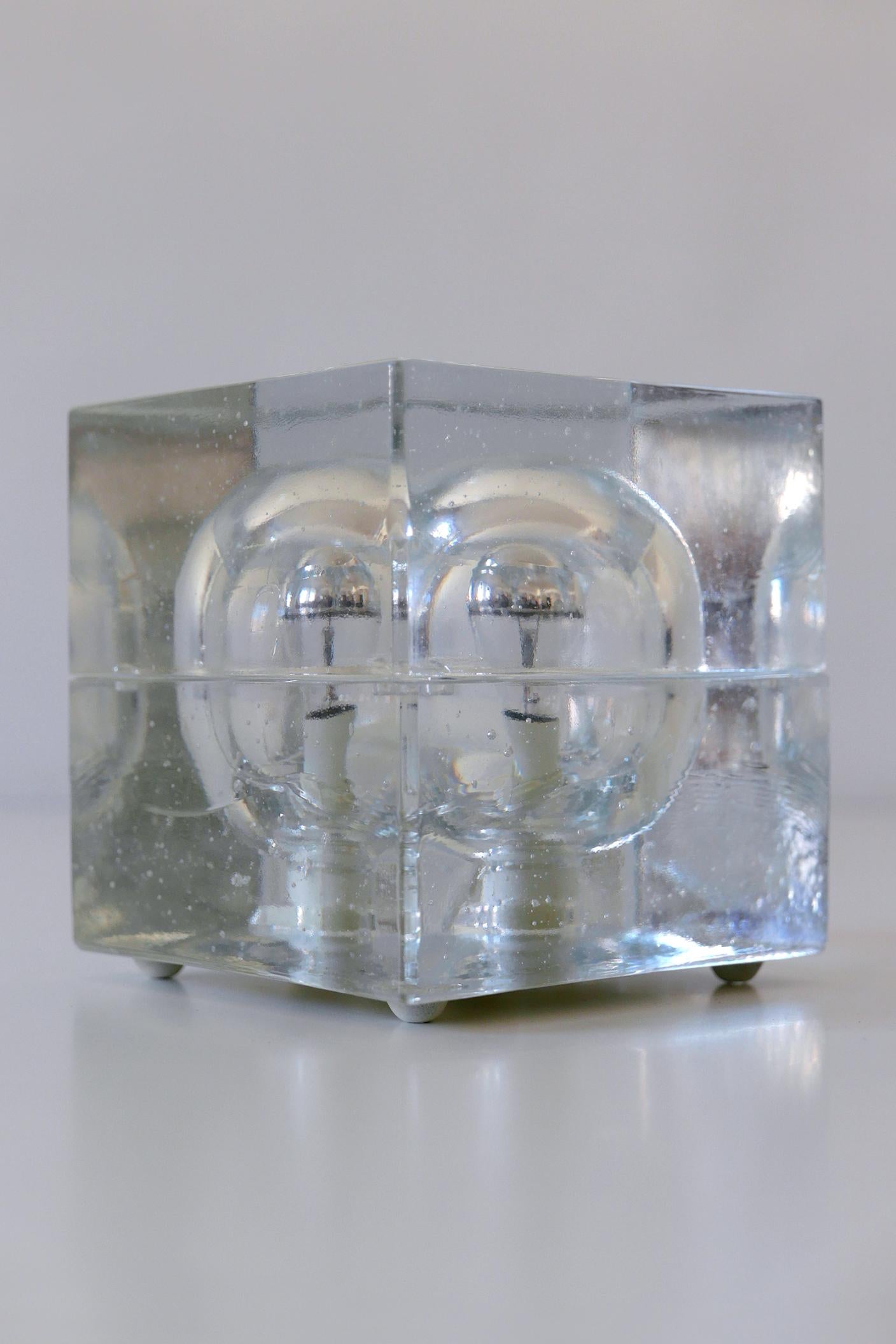Set of Two Hand Blown Cubic Table Lamps by Müller & Zimmer, 1970s, Germany 11