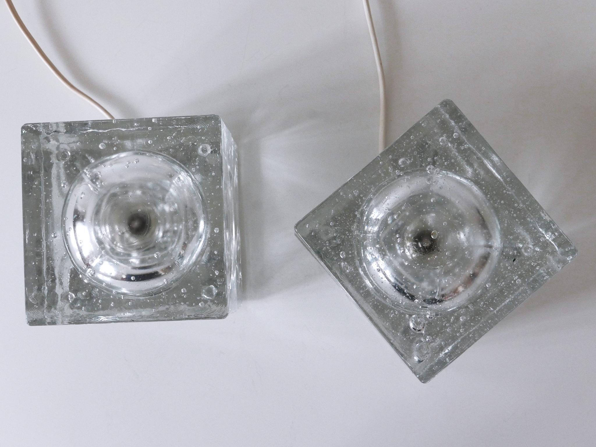 Set of Two Hand Blown Cubic Table Lamps by Müller & Zimmer, 1970s, Germany For Sale 11