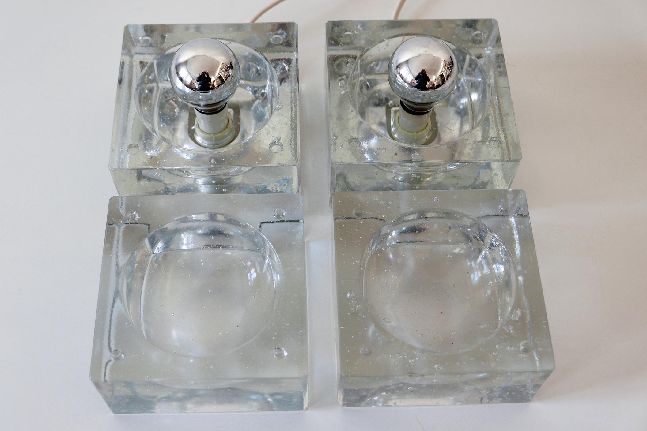 Set of Two Hand Blown Cubic Table Lamps by Müller & Zimmer, 1970s, Germany 12