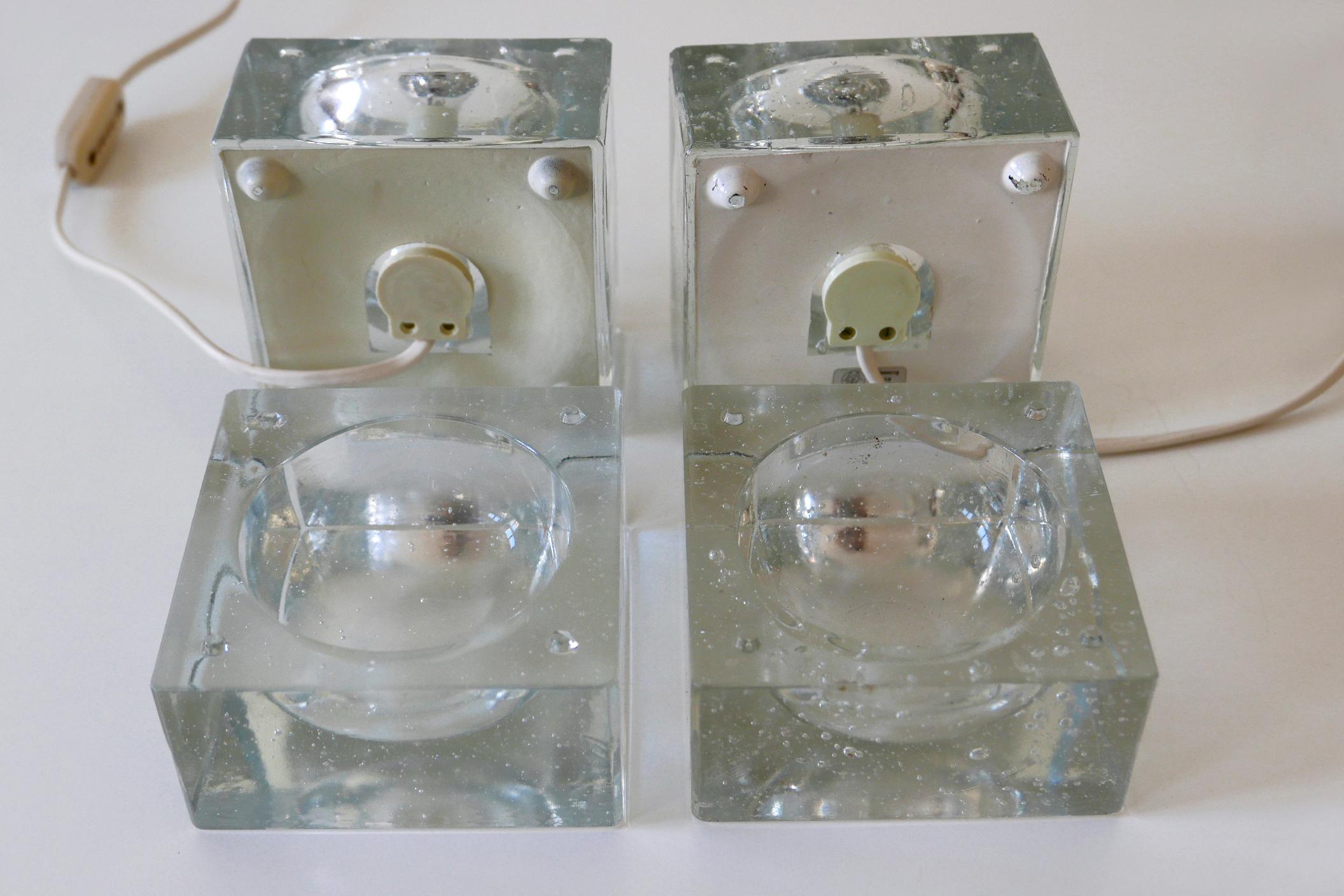 Set of Two Hand Blown Cubic Table Lamps by Müller & Zimmer, 1970s, Germany 13