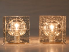 Set of Two Hand Blown Cubic Table Lamps by Müller & Zimmer, 1970s, Germany
