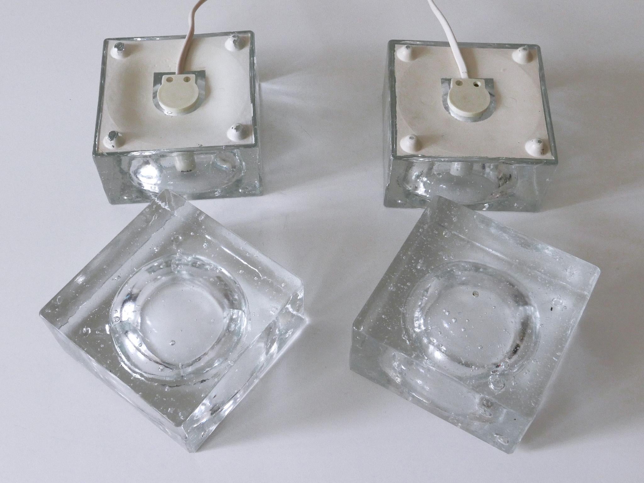 Set of Two Hand Blown Cubic Table Lamps by Müller & Zimmer, 1970s, Germany For Sale 14