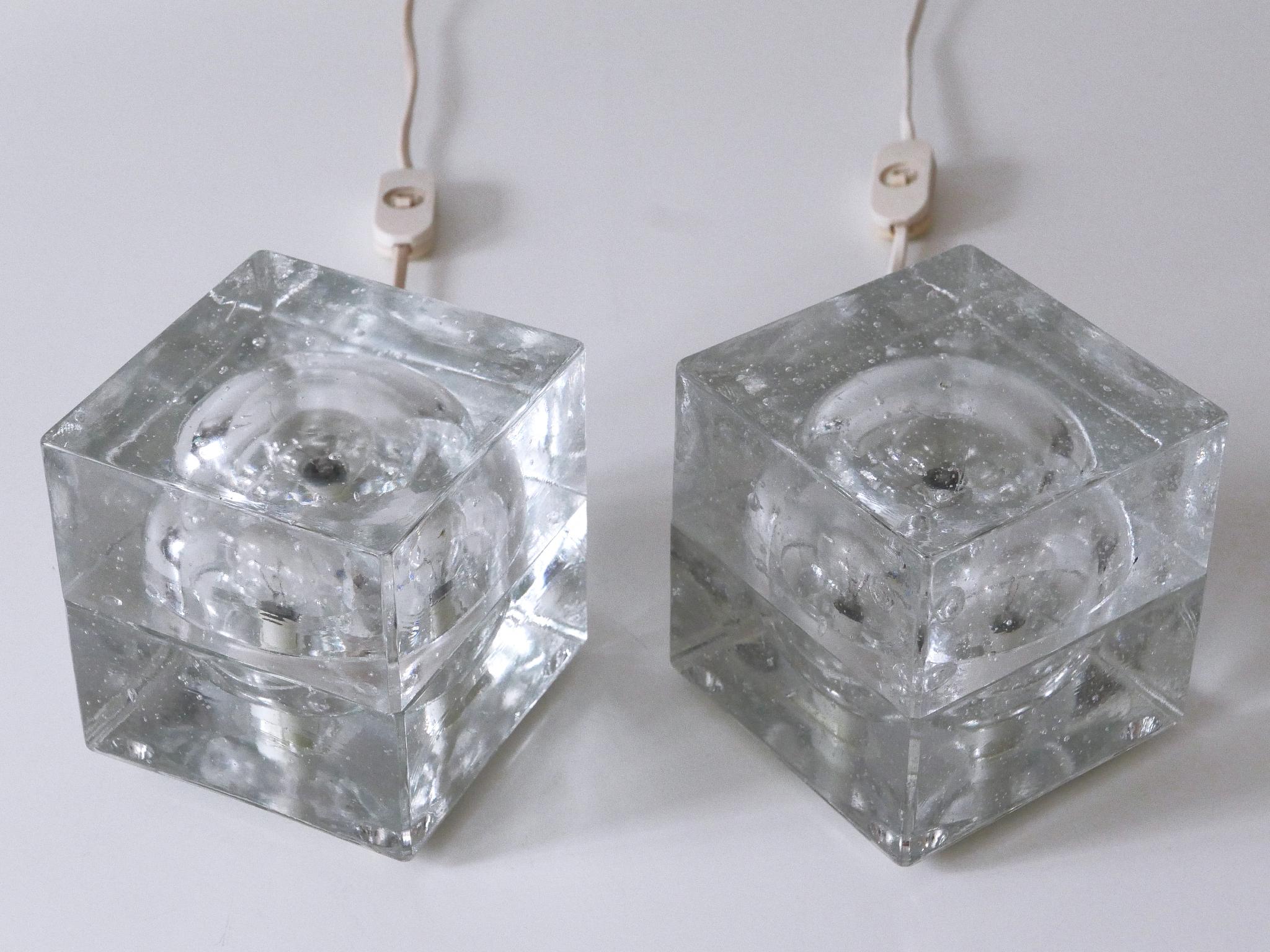 Late 20th Century Set of Two Hand Blown Cubic Table Lamps by Müller & Zimmer, 1970s, Germany For Sale