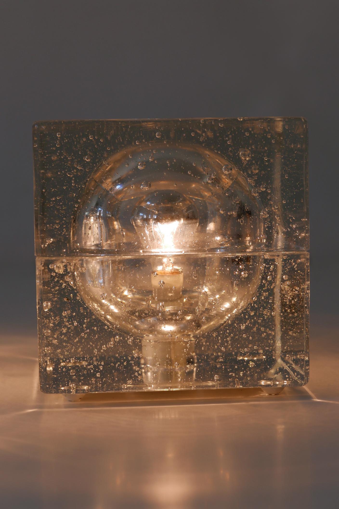 Blown Glass Set of Two Hand Blown Cubic Table Lamps by Müller & Zimmer, 1970s, Germany