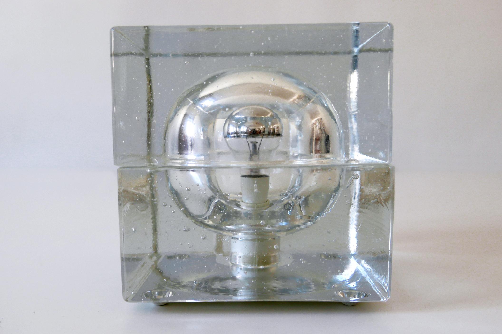 Set of Two Hand Blown Cubic Table Lamps by Müller & Zimmer, 1970s, Germany 1